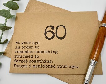 funny 60th birthday card, 60 birthday card, 60 birthday gift, milestone birthday