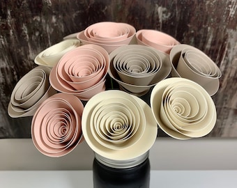 Spiral Paper Flower Bouquet in Soft Matte Colors, Paper Flower Gift Bouquet, Mother's Day Gift, Just Because or Thank You Gift for Her