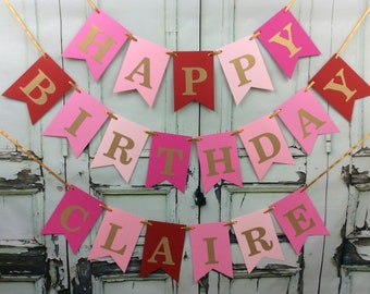 pink birthday banner etsy