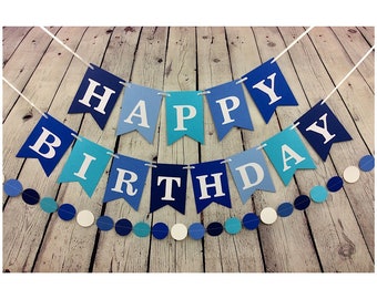 blue birthday banner etsy