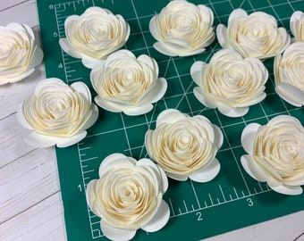 White Paper Roses 12pk, White Roses, Rolled Paper Roses, Loose Paper Flowers, Small Floral Decor