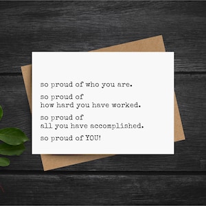 Proud of You card, congratulations graduation new job or promotion, well done encouragement card, accomplishment gift