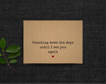 miss you card, long distance friends, counting down the days, miles apart, missing you friendship gift, thinking of you