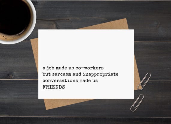 funny card for co-worker friendship, work friend, gift for co-worker birthday card or farewell card