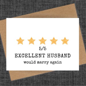 funny anniversary card for husband, 5 star excellent husband would marry again, funny gift
