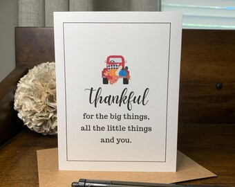 Thankful card for all things and you, Grateful for Friends or Family