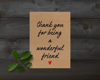 Thank you friend card, friend appreciation, gift for best friend