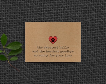 Pet Loss Card, loss of pet, dog loss card, cat sympathy, animal loss card, animal condolence