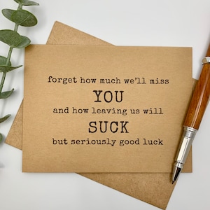 funny retirement card, funny coworker leaving card, coworker farewell card, good luck card