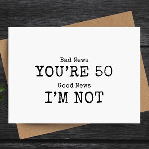 funny 50th birthday card for women friend spouse coworker or relative, funny husband 50th birthday card, sarcastic cards about turning 50 image 2