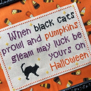 HALLOWEEN Black Cats Prowl Cross Stitch Pattern (PDF instant download)
