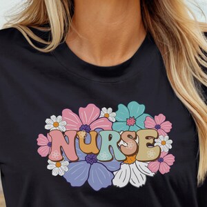 Floral Nurse Shirt, Cute Registered Nurse Work T-shirt, Best Nursing School Gift for Nurse Appreciation, New Nurse Gifts, Nurse Student Tee