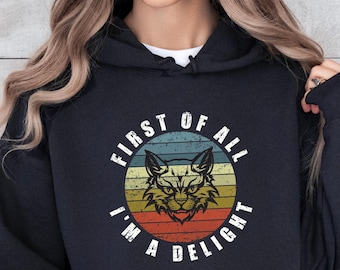 Retro Angry Cat-hoodie: grappig sarcastisch dierenvriend-sweater