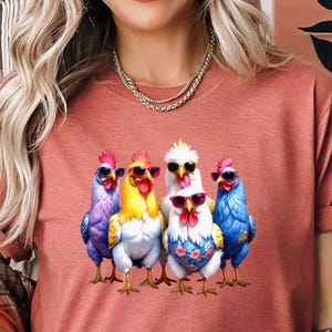 Funny Chickens Shirt, Animal T-Shirt, Cute Farmer Floral Graphic Tee for Country Lovers, Perfect Farm Gift for Women & Crazy Chicken Ladies
