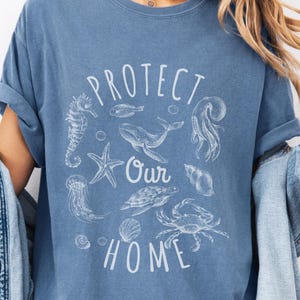 Comfort Colors® Protect Our Home Sea Animals Shirt, Vintage 90s Ocean Animal Tee, Retro Tattoo Style Apparel, Oversized Sealife Graphic Gift