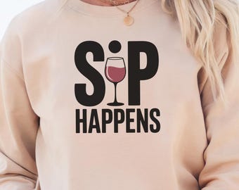 Sip Happens Wine Sweatshirt, I Pair Well With Wine T-shirt, Funny Wine Lover Gift, Ladies Brunch Outfit, Funny Women Gifts, Winery Day Shirt