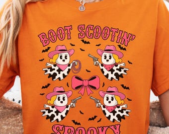 Funny Ghost Cowgirl Halloween Shirt: Boot Scootin' Spooky Western Tee