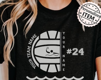 Custom Water Polo Shirt, Personalized Player Name & Number Team Spirit Tee for Water Polo Games, Water Polo Gift Idea, Custom Team Merch