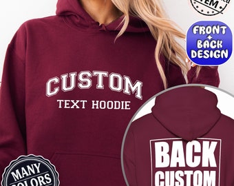 Personalized Front & Back Print Hoodie: Custom Text Sweater