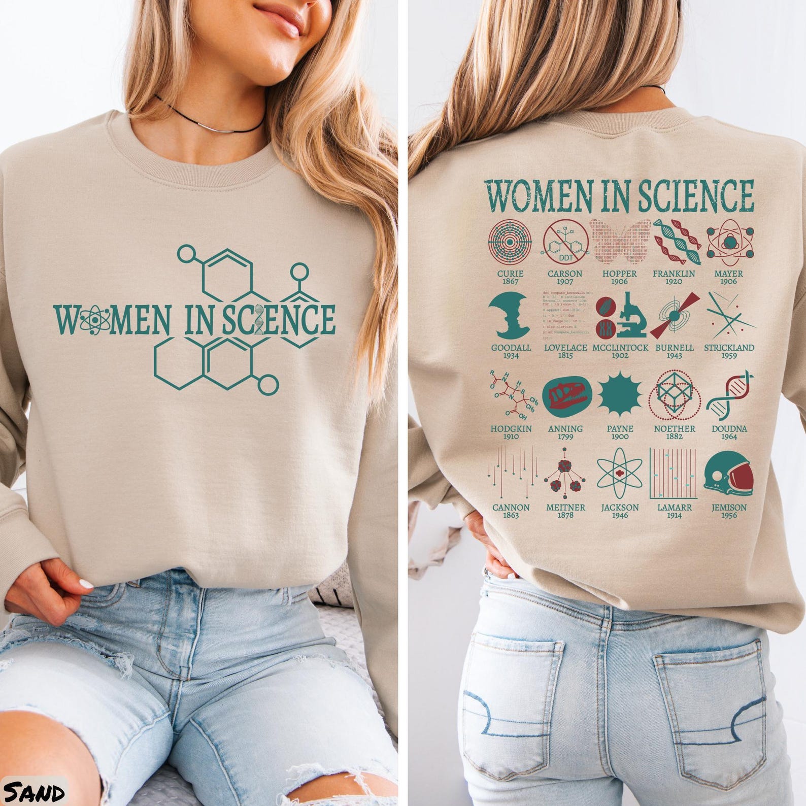 Woman in Science Sweatshirt, Trendy Science Shirt, Preppy Aesthetic Tee ...