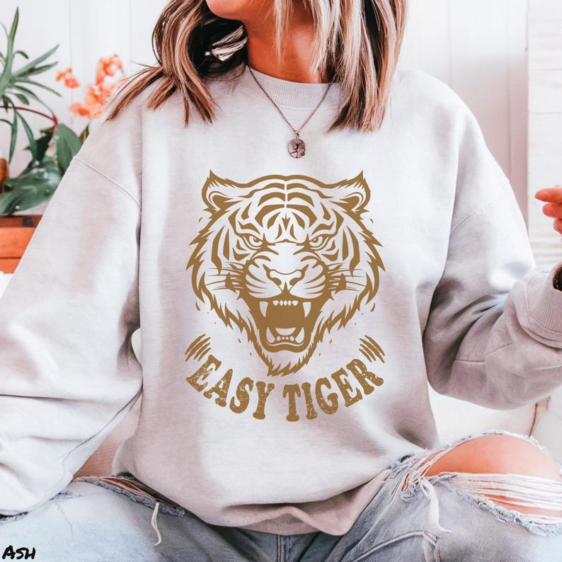 Easy Tiger Shirt, Retro Boho Aesthetic Tee, Unisex Oversized Graphic Tee, Trendy Hippie Clothes & Gifts, Vintage Indie Shirt, Bella+Canvas® 3001 T-Shirt, Gildan Sweatshirt & Hoodie, funny tripping shirt, vintage tee designs, aesthetic trendy top, easy tiger gifts, fun gifts for sister, shirts that go hard, comfy indie fashion, feminist sassy shirt, festival clothing, plus sizing bff gift, retro boho aesthetic