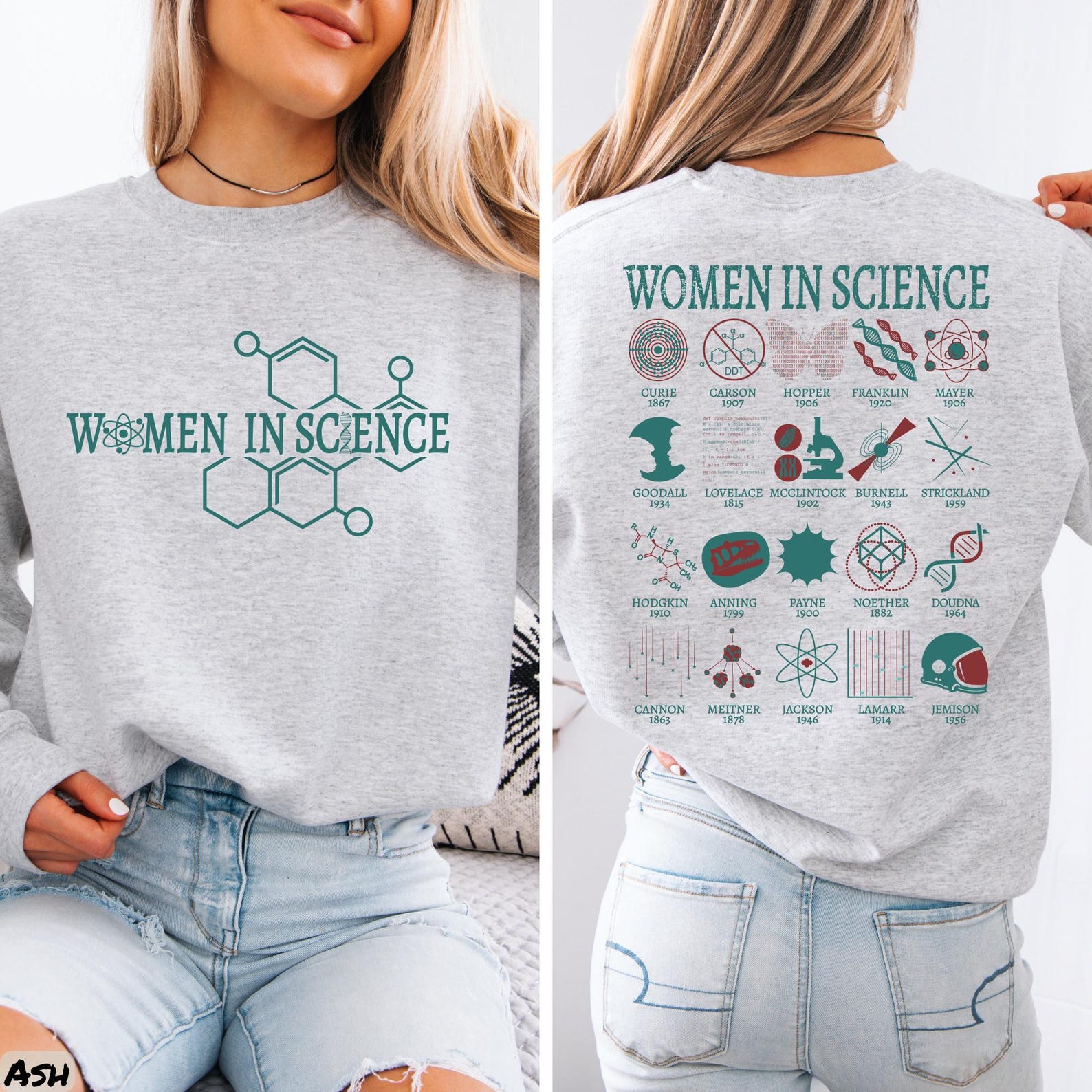 Woman in Science Sweatshirt, Trendy Science Shirt, Preppy Aesthetic Tee ...