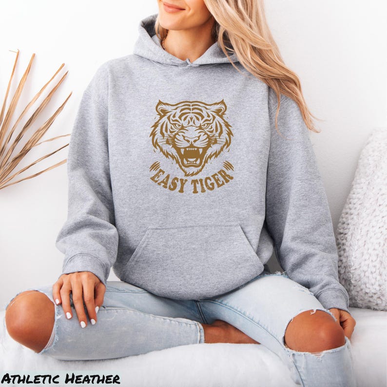 Easy Tiger Shirt, Retro Boho Aesthetic Tee, Unisex Oversized Graphic Tee, Trendy Hippie Clothes & Gifts, Vintage Indie Shirt, Bella+Canvas® 3001 T-Shirt, Gildan Sweatshirt & Hoodie, funny tripping shirt, vintage tee designs, aesthetic trendy top, easy tiger gifts, fun gifts for sister, shirts that go hard, comfy indie fashion, feminist sassy shirt, festival clothing, plus sizing bff gift, retro boho aesthetic