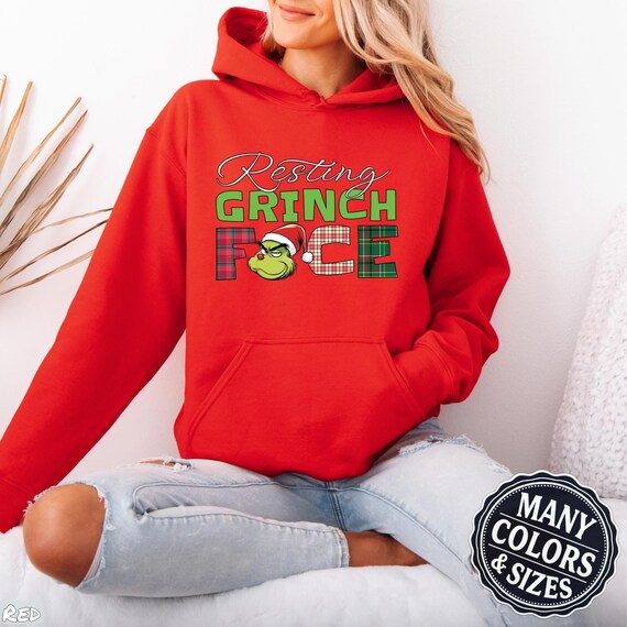 Funny Resting Grinch Face Christmas Hoodie: Sarcastic Holiday