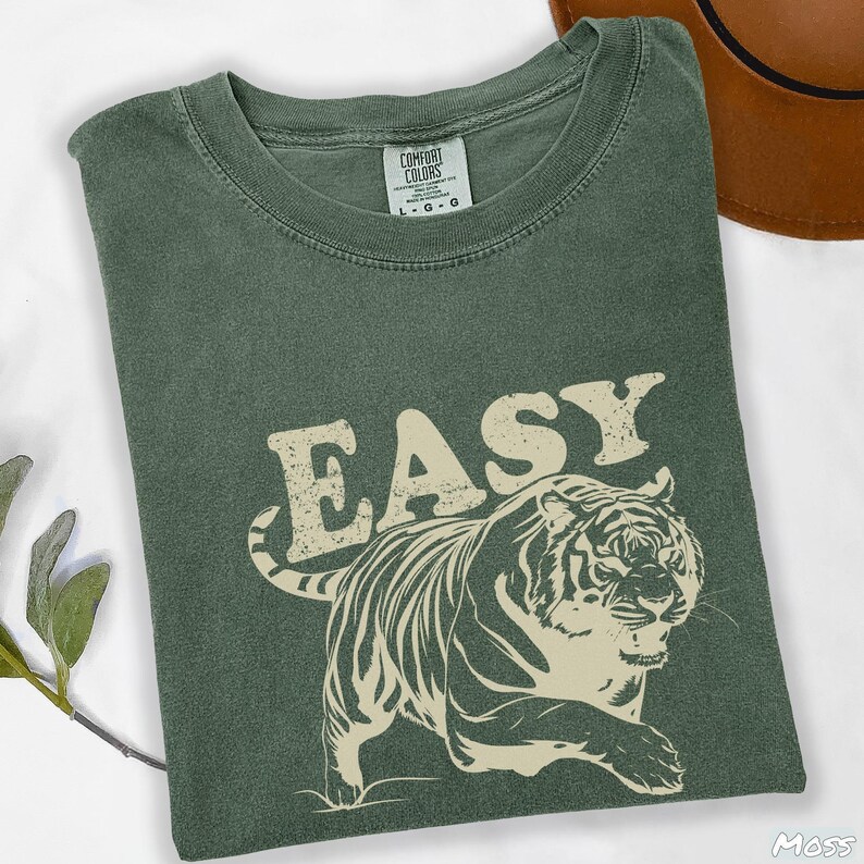 Easy Tiger Shirt, Retro Boho Tee, Unisex Trendy Aesthetic Comfort Colors Shirt, Oversized Graphic Tee, Hippie Clothes, Indie Shirt, tripping shirt, plus sizing, comfortcolor tshirt, vintage tee designs, shirts that go hard, bff gifts, aesthetic trendy, feminist, gifts for sister, retro aesthetic, sassy shirt, tiger gifts, festival clothing