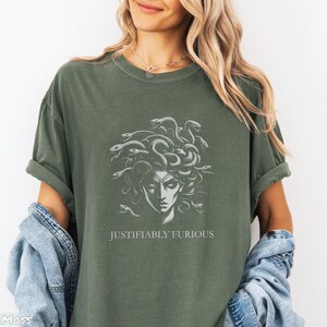 Justifiably Furious, Medusa Comfort Colors T-Shirt, Bold Greek Mythology Tee for Feminist Rage, Retro Style & Empowerment, Anti-Trump Shirt, feminist icon, fuck the patriarchy, handmaids tale, rage shirt, scream shirt, furious tee, anti-trump, medusa tee, not going back, feminist, greek mythology, myth shirt, angry woman