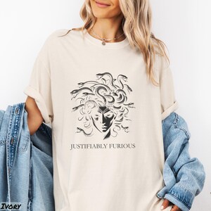 Justifiably Furious, Medusa Comfort Colors T-Shirt, Bold Greek Mythology Tee for Feminist Rage, Retro Style & Empowerment, Anti-Trump Shirt, feminist icon, fuck the patriarchy, handmaids tale, rage shirt, scream shirt, furious tee, anti-trump, medusa tee, not going back, feminist, greek mythology, myth shirt, angry woman