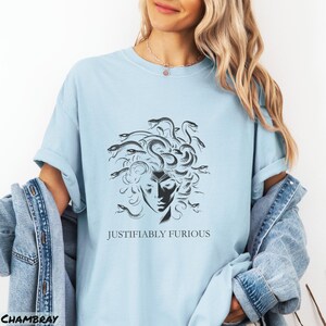 Justifiably Furious, Medusa Comfort Colors T-Shirt, Bold Greek Mythology Tee for Feminist Rage, Retro Style & Empowerment, Anti-Trump Shirt, feminist icon, fuck the patriarchy, handmaids tale, rage shirt, scream shirt, furious tee, anti-trump, medusa tee, not going back, feminist, greek mythology, myth shirt, angry woman