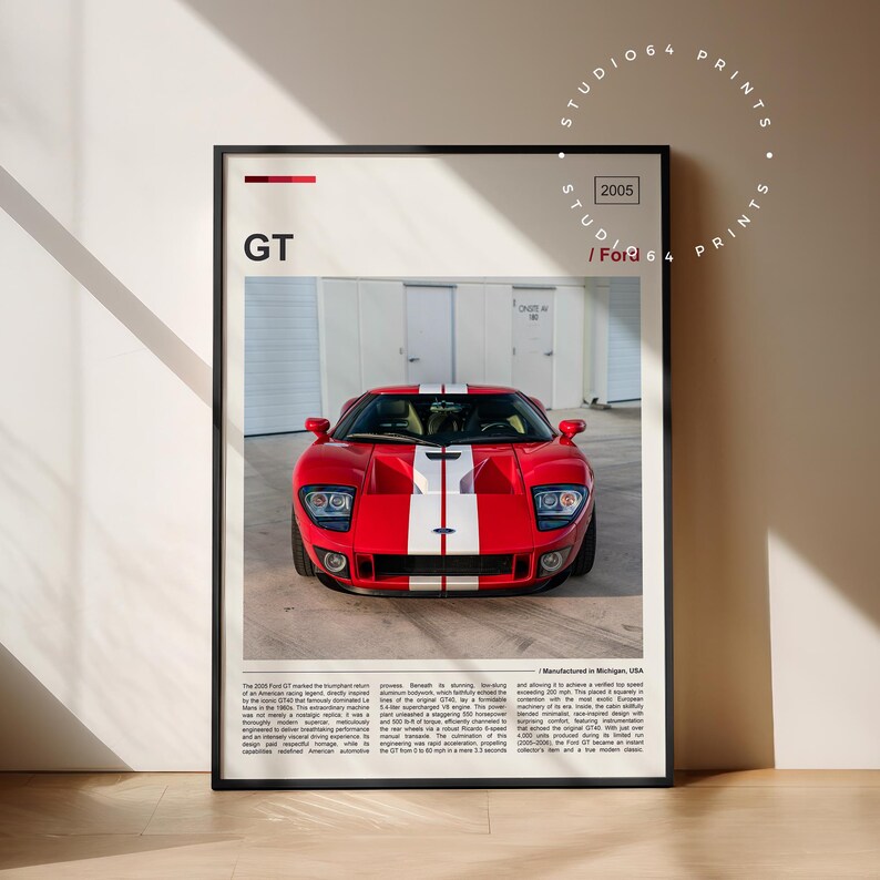 Gt Racing Poster 2005 Ford GT Print | 2005 Ford GT Poster | Sports Car Poster | Wall Art ...