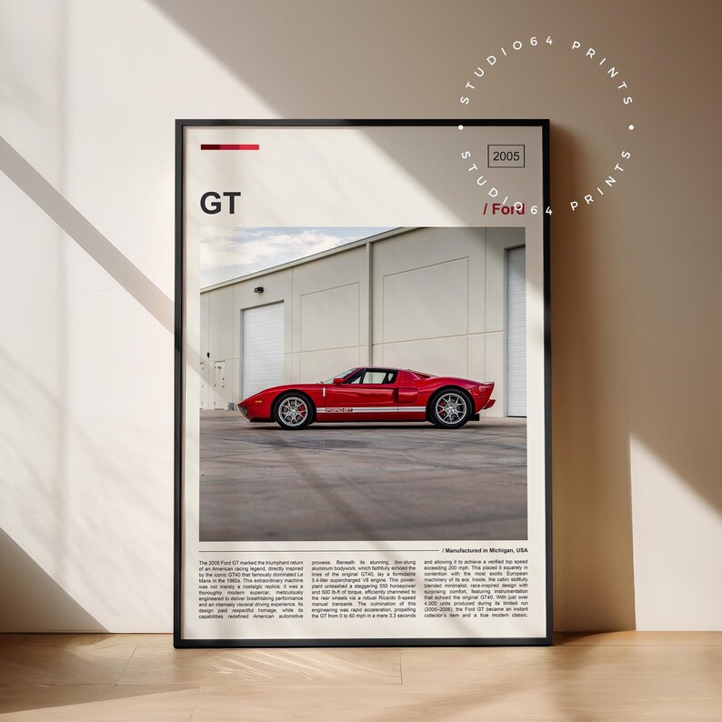 2005 Ford GT Digital Download Poster | 2005 Ford GT Poster | Car Gift ...