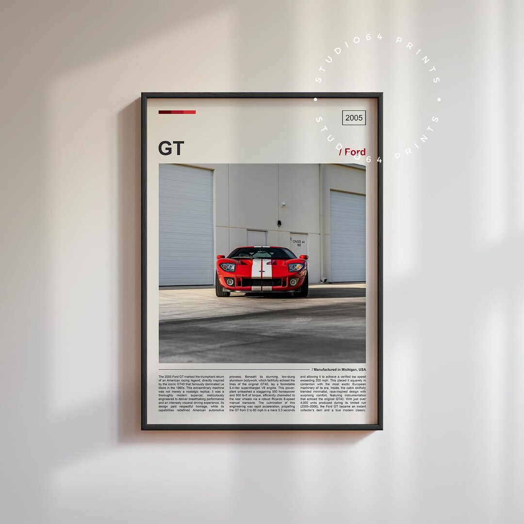 2005 Ford GT Digital Download Poster | 2005 Ford GT Poster | Car Gift ...