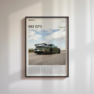 Porsche 992 GT3 Print | Porsche 992 GT3 Poster | Porsche Poster | Classic Porsche | Gift for Car Enthusiasts