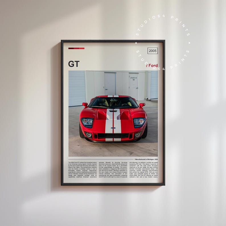 2005 Ford GT Print | 2005 Ford GT Poster | Sports Car Poster | Wall Art ...