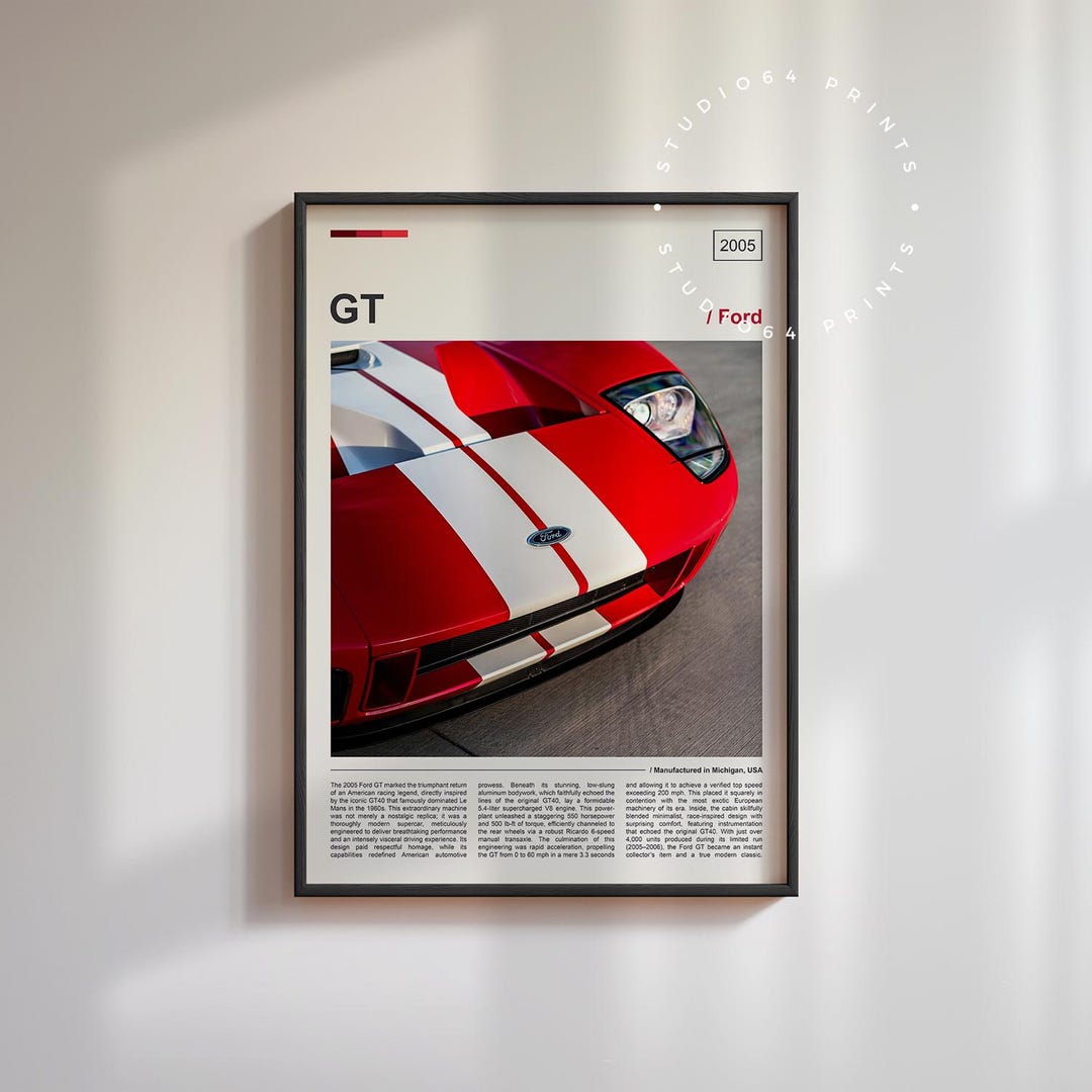 2005 Ford GT Digital Download Poster | 2005 Ford GT Poster | Car Gift ...