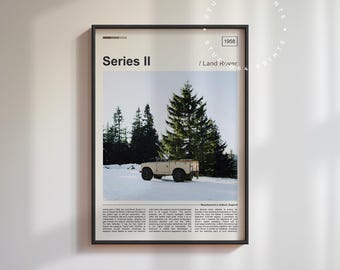 Land Rover Series II Print | 1958 Classic Land Rover Series II Poster | SUV Poster | Wall Art Gift for Car Enthusiasts | Gift for Boyfriend