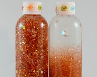 8oz Calming Glitter Bottle - Pumpkin Treat Orange