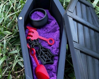 3D Printed Halloween Coffin Sandbox: Kinetic Sand & Toys