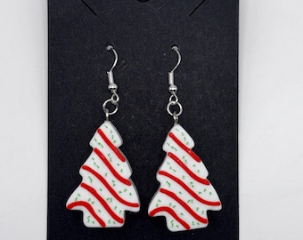 Christmas Tree Cake Inspired Earrings - Christmas Themed Statement Jewelry