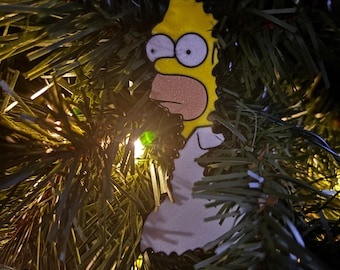 Homer Hiding in the Bushes Christmas Tree Ornament