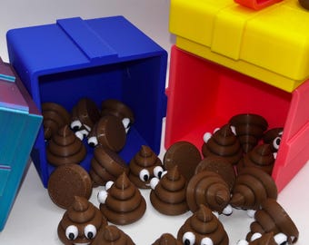 3D Printed Emoji Poop Gag Gift Box with Mini Poops