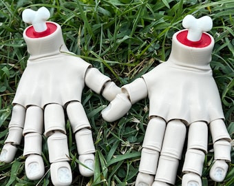 Flexible articulated zombie hand with bone - shelf or desk decoration