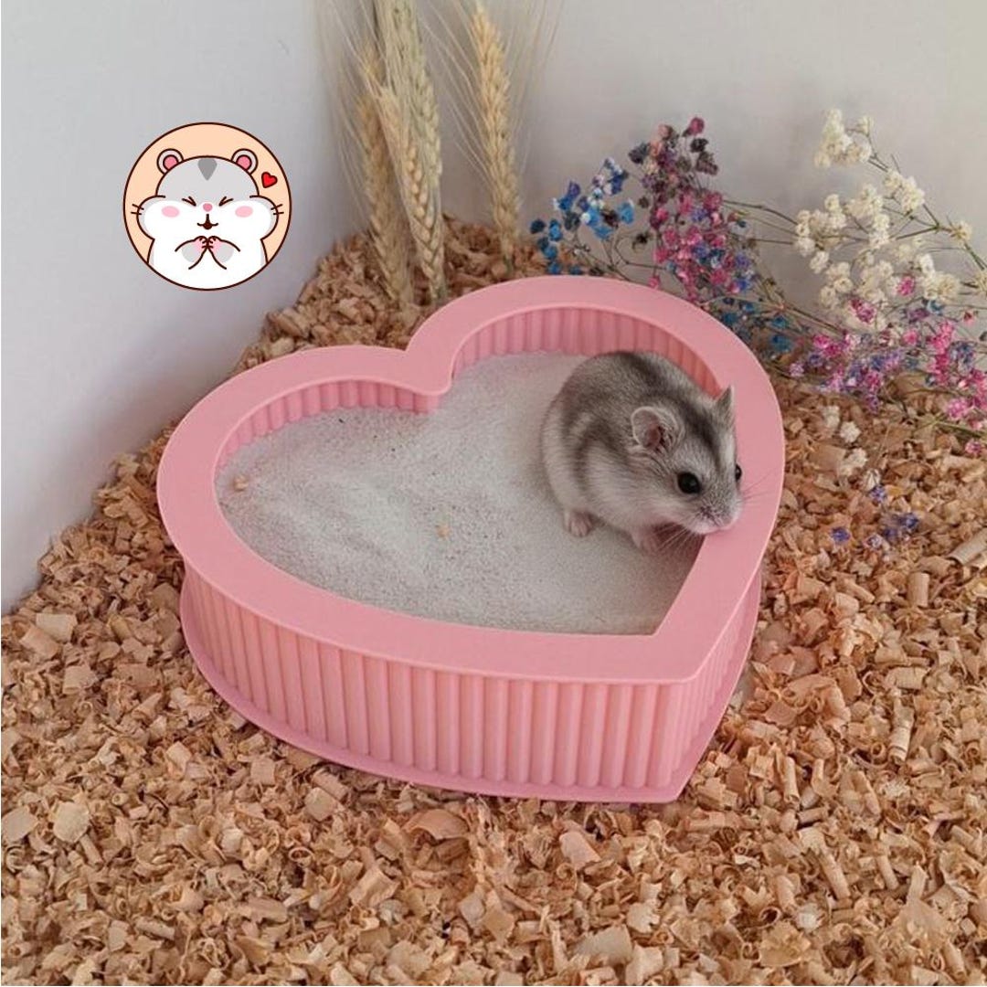 Heart Hamster Sand Bath & Dig Box, Small Animal Sand Tray, Custom Color ...