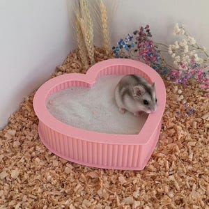 Heart Hamster Sand Bath & Dig Box, Small Animal Sand Tray, Custom Color Rodent Enrichment, Mouse Rat Gerbil Substrate Divider.