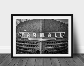 Farmall Tractor Photograph - Black & White, Tractor Photography, Americana Photography, Farmhouse Photography, Metal Wall Art