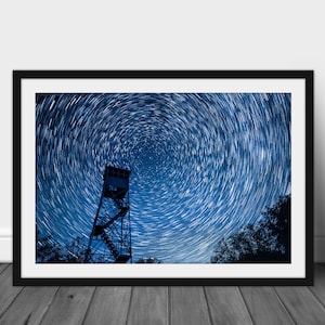 Azure Mountain Firetower: Night Sky Star Trails & Milky Way Nature Photography Prints - Adventure Print for Landscape Wall Art