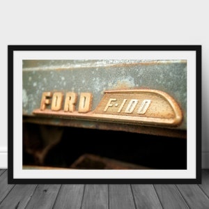 Ford F100, Ford Emblem, Retro Truck Art, Digital Art Print, Fine Art Photography, Garage Art, Mancave Decor,Gifts for Men,Boys Room Wall Art